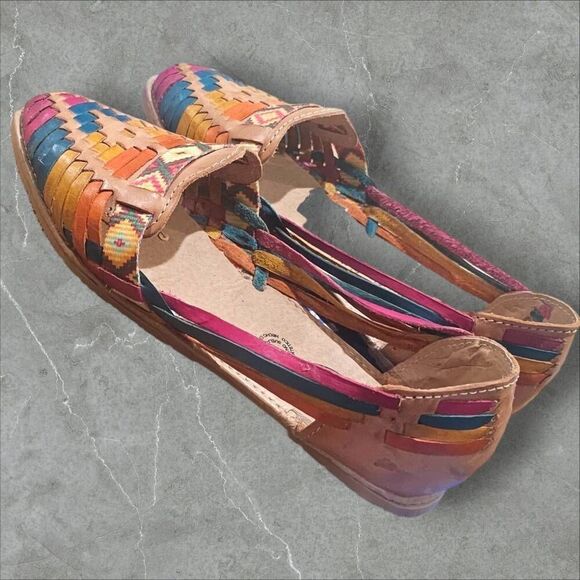 Artisanias Colorful Woven Hurraches sz 10 #890 - Picture 4 of 6